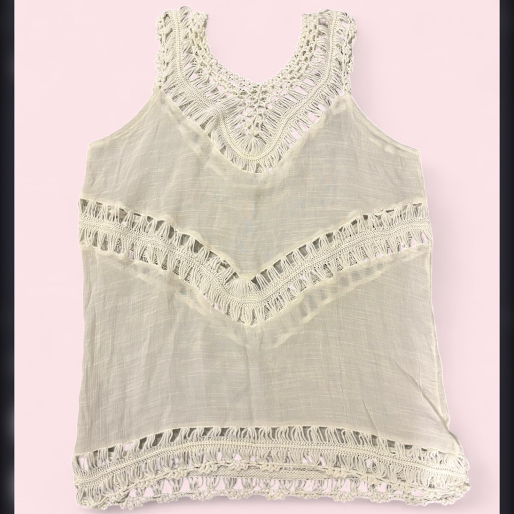 Cupshe White Crochet Lace Boho Tank Top NWT One Size Fits All (fits like small)
